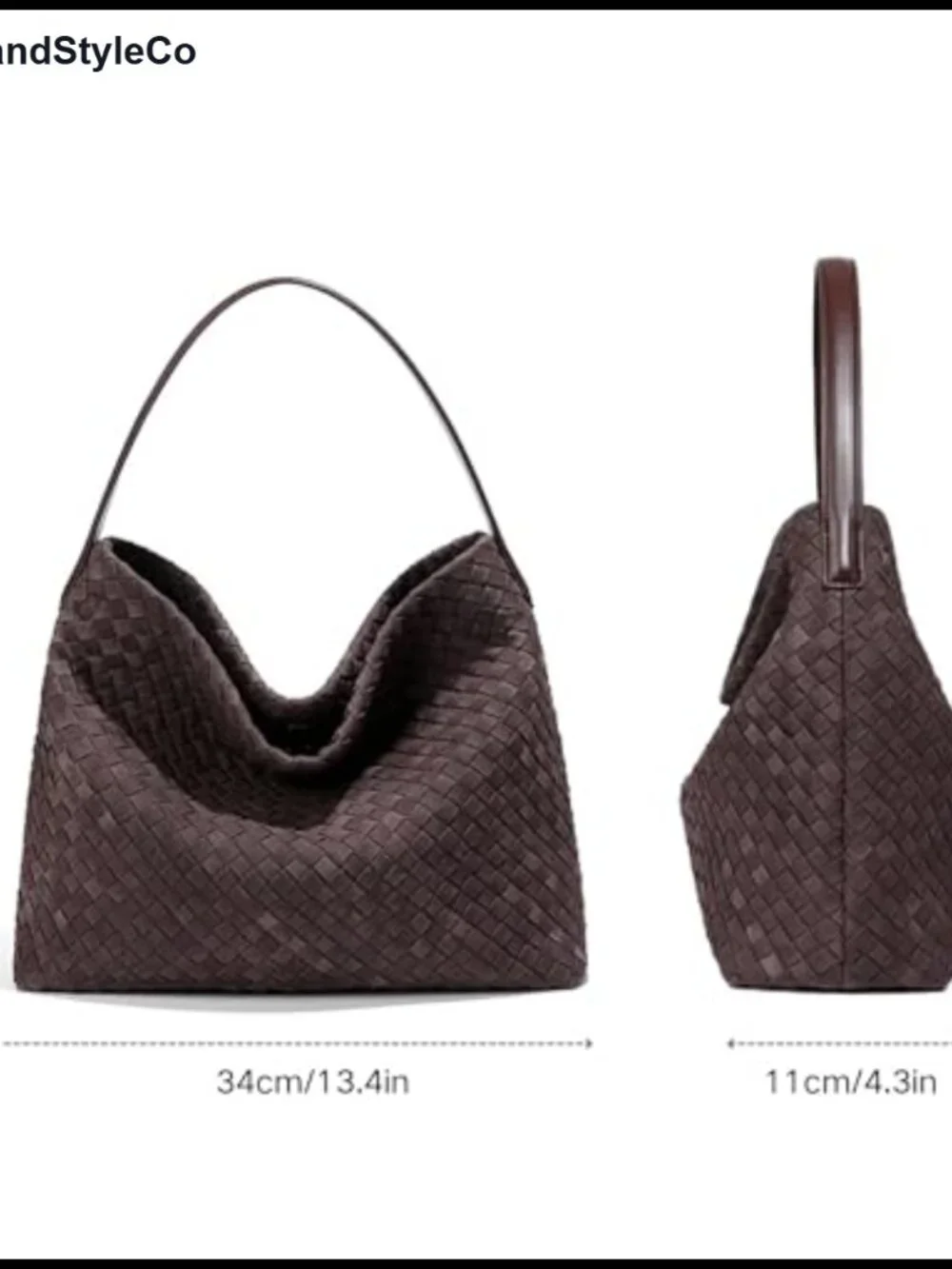 Faux Suede Woven Hobo Tote Bag Shoulder Handbag Work Travel Purse